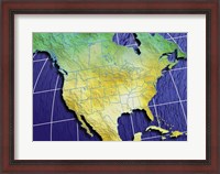 Framed Close-up of a map of North America