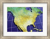 Framed Close-up of a map of North America