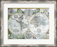 Framed Close-up of a world map, John Speed, 1626