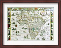 Framed Close-up of the map of Africa, Joan Bleau, 1630