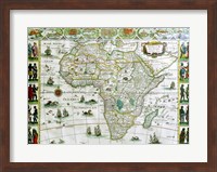 Framed Close-up of the map of Africa, Joan Bleau, 1630