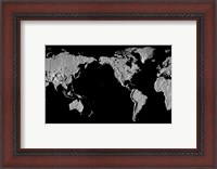 Framed Close-up of a world map - black
