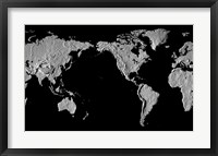 Framed Close-up of a world map - black