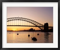 Framed Sunrise over a bridge, Sydney Harbor Bridge, Sydney, Australia