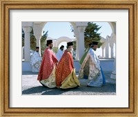 Framed Greek Orthodox, Priests, Santorini, Thira (Fira), Cyclades Islands, Greece