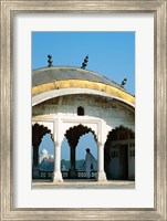 Framed Taj Mahal seen through arches at Agra Fort, Agra, Uttar Pradesh, India