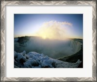 Framed Sunrise over a waterfall, Niagara Falls, Ontario, Canada