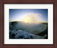 Framed Sunrise over a waterfall, Niagara Falls, Ontario, Canada