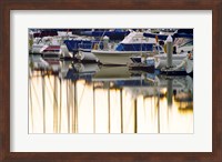 Framed USA, California, Santa Barbara, boats in marina at sunrise