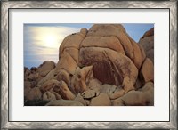 Framed Boulders at sunrise, Joshua Tree National Monument, California, USA