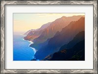 Framed Mountain range at sunrise, Na Pali Coast, Kauai, Hawaii, USA