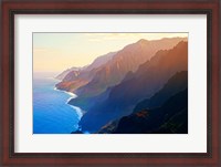 Framed Mountain range at sunrise, Na Pali Coast, Kauai, Hawaii, USA