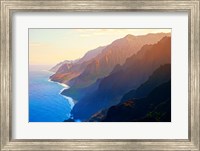 Framed Mountain range at sunrise, Na Pali Coast, Kauai, Hawaii, USA