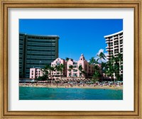 Framed Hotel on the beach, Royal Hawaiian Hotel, Waikiki, Oahu, Hawaii, USA
