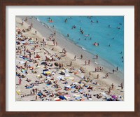 Framed Aerial view of people at the beach, Waikiki Beach, Honolulu, Oahu, Hawaii, USA