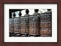 Framed Close-up of prayer wheels, Kathmandu, Nepal