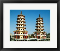 Framed Facade of a pagoda, Dragon and Tiger Pagoda, Lotus Lake, Kaohsiung, Taiwan