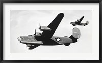 Framed Low angle view of two bomber planes in flight, B-24 Liberator