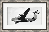 Framed Low angle view of two bomber planes in flight, B-24 Liberator