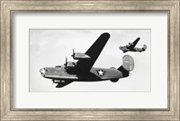 Framed Low angle view of two bomber planes in flight, B-24 Liberator