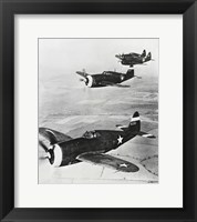Framed Three fighter planes in flight, P-47 Thunderbolt