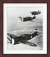 Framed Three fighter planes in flight, P-47 Thunderbolt