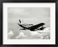 Framed Low angle view of a military airplane in flight, F-51 Mustang