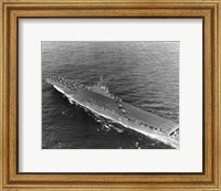 Framed High angle view of an aircraft carrier in the sea, USS Princeton (CV-37), Gulf of Paria
