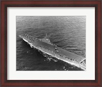 Framed High angle view of an aircraft carrier in the sea, USS Princeton (CV-37), Gulf of Paria