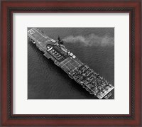 Framed High angle view of an aircraft carrier in the sea, USS Boxer (CV-21), 1951