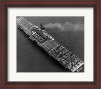 Framed High angle view of an aircraft carrier in the sea, USS Boxer (CV-21), 1951