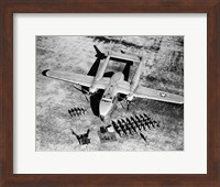 Framed High angle view of soldiers standing near a military airplane, Fairchild C-119 Flying Boxcar
