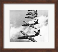 Framed High angle view of fighter planes in flight, Mcdonnell FH-1 Phantom