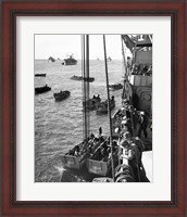 Framed High angle view of army soldiers in a military ship, Normandy, France, D-Day, June 6, 1944