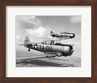 Framed Side profile of two fighter planes in flight, AT-6 Texan