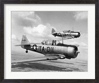 Framed Side profile of two fighter planes in flight, AT-6 Texan