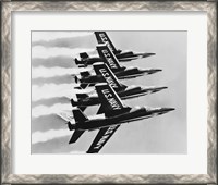 Framed Four fighter planes flying in a formation, Blue Angels, US Navy Precision Flight Team