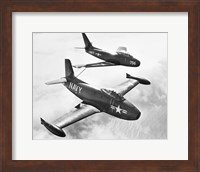 Framed High angle view of two fighter planes in flight