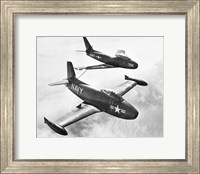 Framed High angle view of two fighter planes in flight