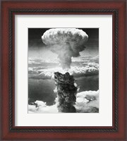 Framed Mushroom cloud formed by atomic bomb explosion, Nagasaki, Japan, August 9, 1945