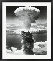 Framed Mushroom cloud formed by atomic bomb explosion, Nagasaki, Japan, August 9, 1945