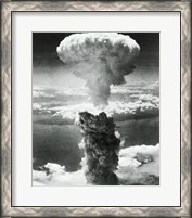 Framed Mushroom cloud formed by atomic bomb explosion, Nagasaki, Japan, August 9, 1945