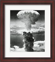 Framed Mushroom cloud formed by atomic bomb explosion, Nagasaki, Japan, August 9, 1945