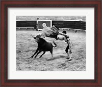 Framed Matador fighting with a bull
