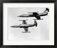 Framed Two fighter planes in flight, F-104C Starfighter, Tactical Air Command, 831st Air Division, George Air Force Base