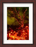 Framed Jack o' lanterns lit up at night, Roger Williams Park Zoo, Providence, Rhode Island, USA