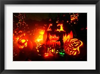 Framed Jack o' lanterns lit at Roger Williams Park Zoo, Rhode Island, USA