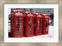 Framed Telephone booths in a row, London, England