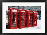 Framed Telephone booths in a row, London, England