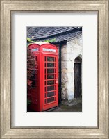 Framed Telephone booth outside a house, Castle Combe, Cotswold, Wiltshire, England